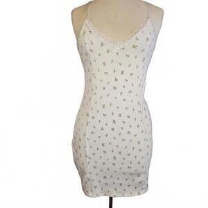 H&M Divided White & Pink Floral Coquette Mini Dress